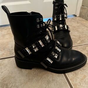 Rhinestone Combat Boots